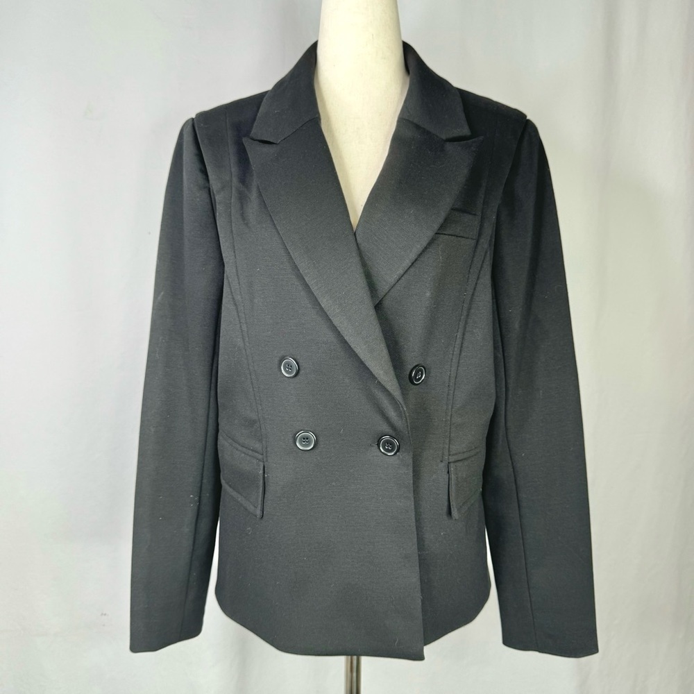 Spiegel blazer black double breasted academia office classic size 12
